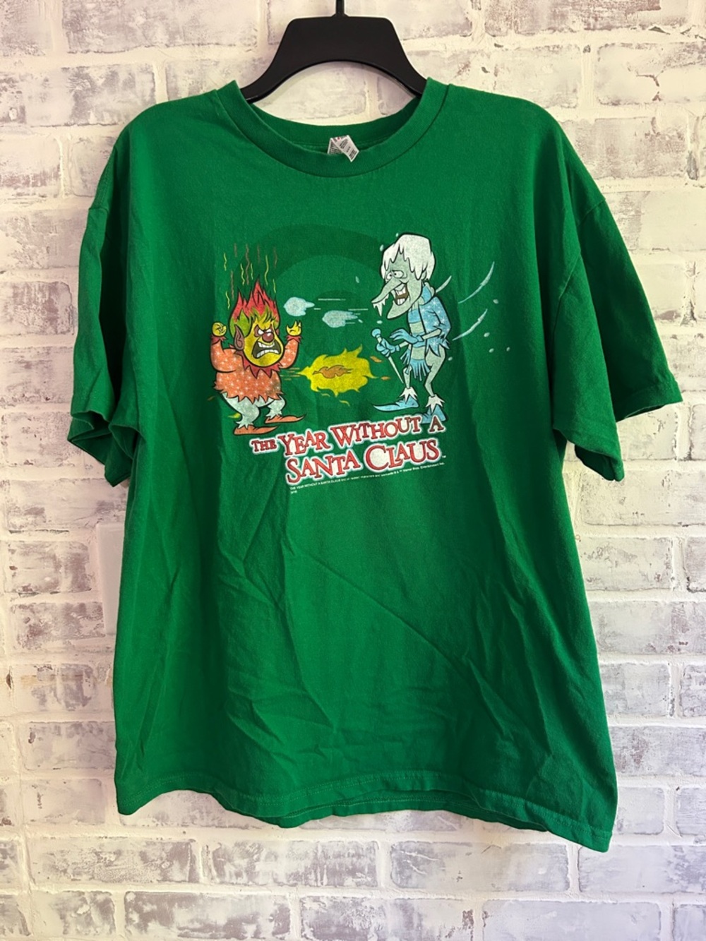 VTG XL The Year Without A Santa Claus Movie Promo Shirt Green Heat & Snow Miser